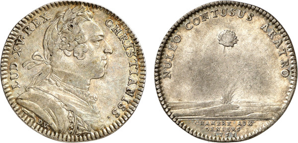 France, Louis XV (1715-1774), Chambre aux deniers 1751 (Silver, 28 mm). Feuardent 2526. Very Fine.