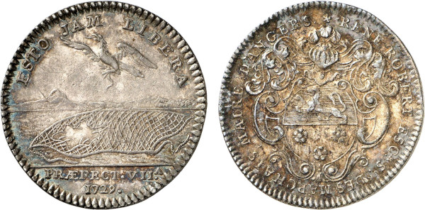 France, René Robert, Mayor of Angers 1729 (Silver, 29 mm). Feuardent 8492. Extremely Fine.