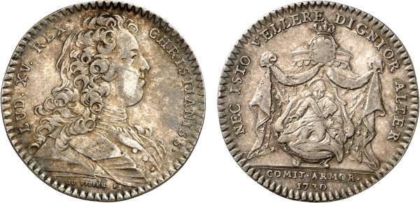 France, Louis XV (1715-1774), Etats de Bretagne de Saint-Brieuc 1730 (Silver, 29 mm). Feuardent 8748. Extremely Fine.