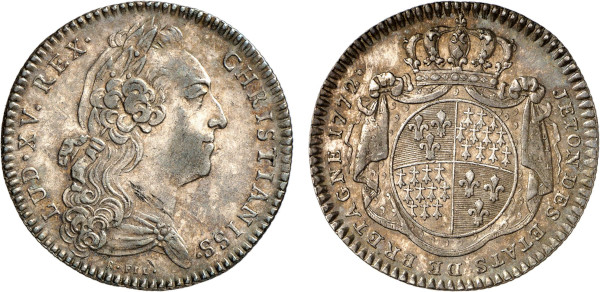 France, Louis XV (1715-1774), Etats de Bretagne 1772 (Silver, 28 mm). Feuardent 8780. Extremely Fine.