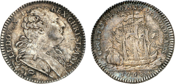 France, Louis XVI (1774-1793), Royal insurance brokers 1768 (Silver, 28 mm). Feuardent 9210. Extremely Fine.