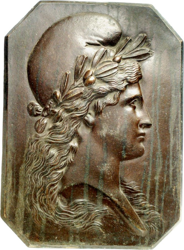 France, Marianne (19th century) (Bronze, 400 gr, 159 mm) Marianne right. Very Fine.