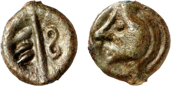 GAUL, Bellovaci, Æ Potin (1st century BC), Beauvais area (2.48g). DT 535. Very Fine. From a gentleman's collection