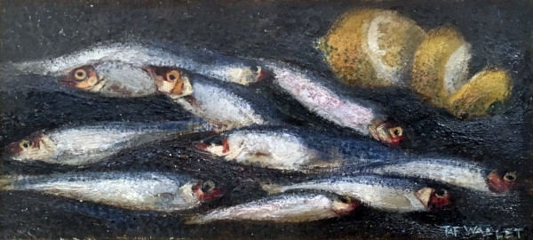WALLET, TAF (1902-2001). Les esprots. Oil on canvas mounted on wood, signed lower right. 36 x 18,5 cm
