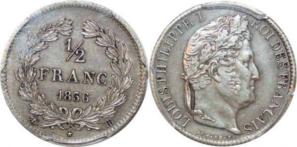 France 1/2 Franc Louis Philippe 1836 BB PCGS AU