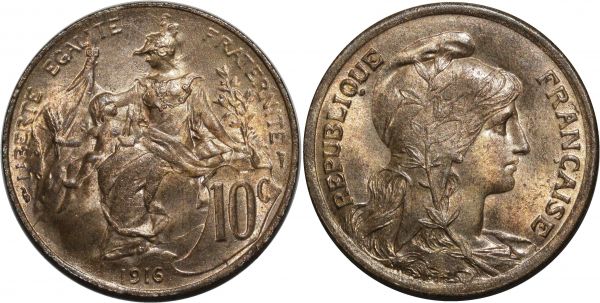 France 10 Centimes Napoléon III 1854 B Rouen FDC PCGS MS65
