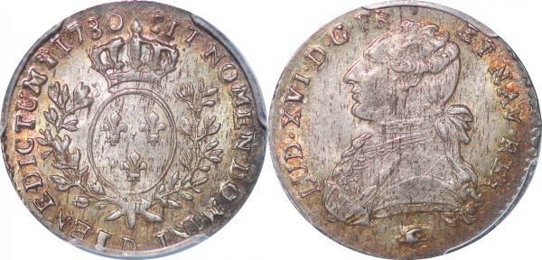 France 1/10 écu Louis XVI 1780 D Lyon Argent Silver PCGS MS62