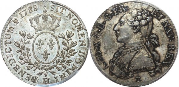 France 24 Sols 1/5 Ecu Louis XVI 1788 H La Rochelle Argent Silver PCGS AU55