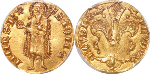 France Florin d'or Gold Eudes IV 1295 1350 PCGS AU58+ 