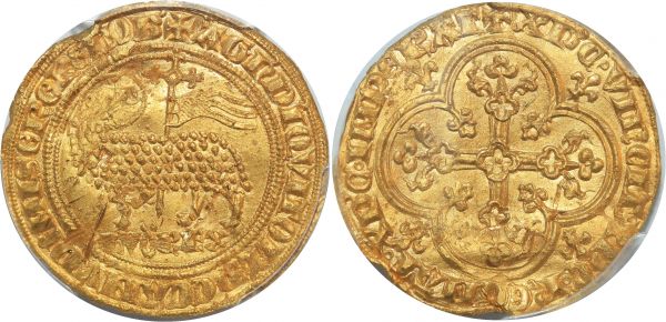 France Agnel D'or Louis X 1314 - 1316 Or Gold PCGS UNC 