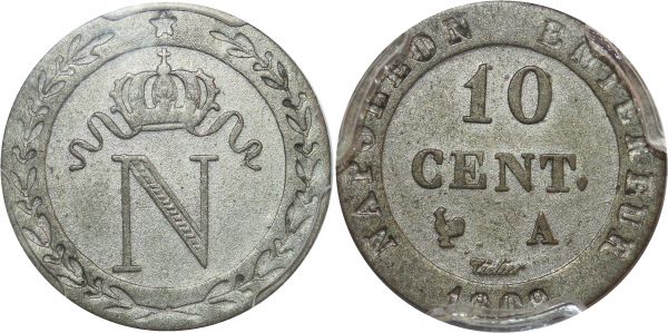 France 10 Centimes N Couronné Napoléon I 1809 A Paris PCGS AU58