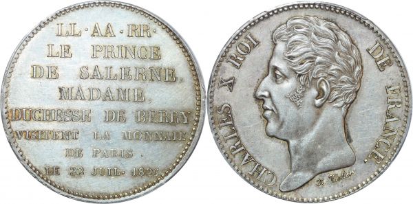 France 5 Francs Essai Charles X 1825 Prince Salerne Berry Silver PCGS SP62 