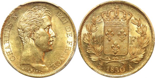 France 40 Francs Or Gold Charles X 1830 A SUP MS62 