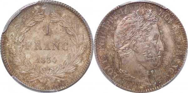 France 1 Franc Louis Philippe 1834 A PCGS MS65