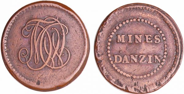 Louis XVIII (1815-1824) - Mines d'Anzin A/ MINES D'ANZIN. R/ Monogramme. (REF: Maz.781a)