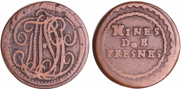 Louis XVIII - Mines de Fresnes (Valenciennes) A/ MINES DE FRESNES. R/ Monogramme. (REF: Maz.782a)