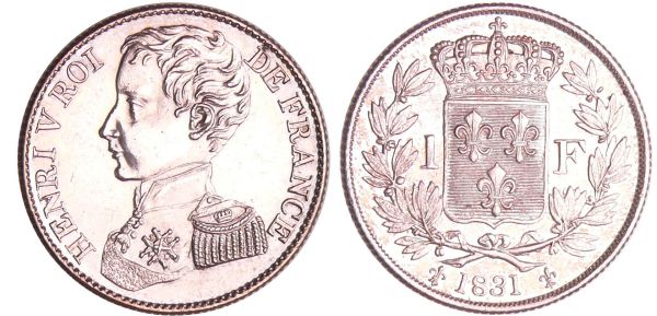 Henri V Comte de Chambord (1820-1883) - 1 franc 1831 (REF: Maz.911)