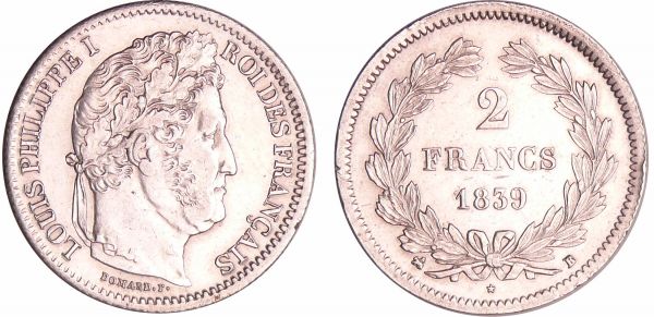 Louis-Philippe Ier (1830-1848) - 2 francs 1839 B (Rouen) (REF: Ga.520-F.260)