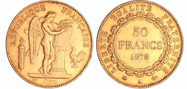 Troisième république (1871-1940) - 50 francs Génie 1878 A (Paris) (REF: Ga.1113-F.549)