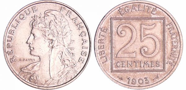 Troisième république (1871-1940) - 25 centimes Patey 1903 piéfort en maillechort (REF: Ga.362-F.168)