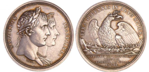 Premier empire (1804-1814) - Napoléon 1er - Médaille, An XIII (1804-1805), fête du couronnement de Napoléon et Joséphine (REF: Bram.359-Julius.1298)