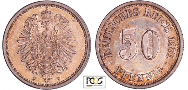 Allemagne - 50 pfennig 1876 F (REF: AKS.3)