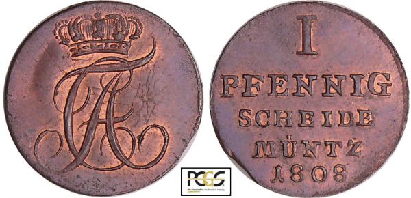 Allemagne - Anhalt-Berngurg - Alexius Friedrich (1796-1834) - Pfennig 1808 (REF: AKS.10)