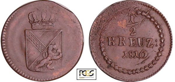 Allemagne - Baden - Carl Friedrich (1803-1806) - 1/2 kreuzer 1810 (REF: AKS.22)