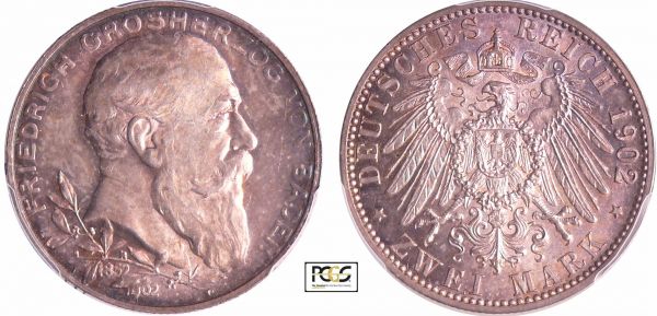 Allemagne - Baden - Fredrich I (1856-1907) - 2 mark 1902 G (REF: AKS.155)