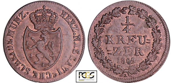 Allemagne - Nassau - Friedrich August - 1/4 kreuzer 1809 (REF: AKS.20)