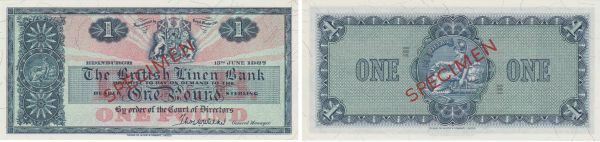 Ecosse - The British Linen Bank, 1 pound, 13th June 1967 