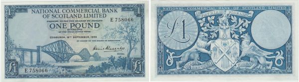 Ecosse - National commercial bank ofScotland, 1 pound, 16th September 1959 (REF: Pick.591)