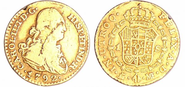 Espagne - Carlos IV (1788-1808) - 1 escudo 1792 (Madrid) (REF: Cal.491)