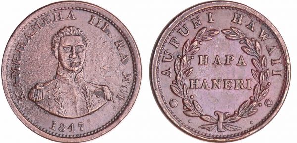 Etats-Unis, Hawaï - Kamehameha (1825-1854) - Cents 1847 (REF: KM#1a)