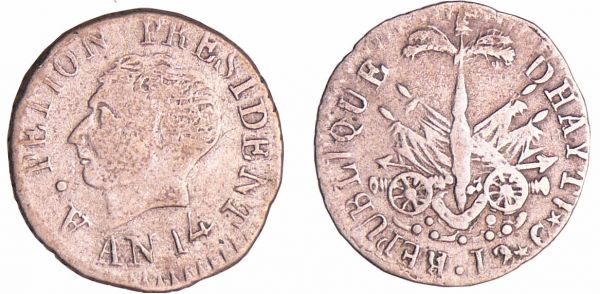 Haïti - Alexandre Petion, President (1807-1818) - 12 centimes L'An 14 (1817) (REF: KM#14)