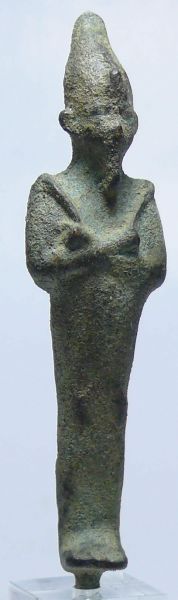 Egypte - Basse époque - Osiris en bronze - 664-332 av. J.-C. - (26ème-30ème dynastie) Belle statuette en bronze représentant Osiris. Patine vert olive. 110 mm de hauteur.