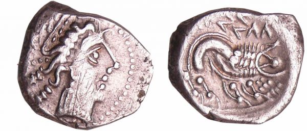 Celte-Ligures - Drachme lourde - Imitation de Marseille (IIIème-IIème siècle) A/ Anépigraphe. Tête de Diane à droite.  R/ MAΣΣΛΛ. Lion à droite. (REF: LT.2126)