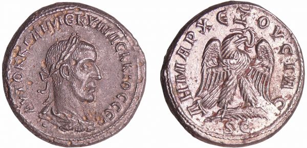 Trajan Dèce - Tétradrachme (249-251, Syrie - Séleucie et Pieria) A/ AVT K Γ ΜЄ KV TPAΙAΝΟC ΔЄKΙΟC CЄB. Buste radié à droite. R/ ΔHMAPX ЄΞΟVCΙAC // SC. Aigle à gauche. (REF: CIC.4209 var-BMC.20.220.578)