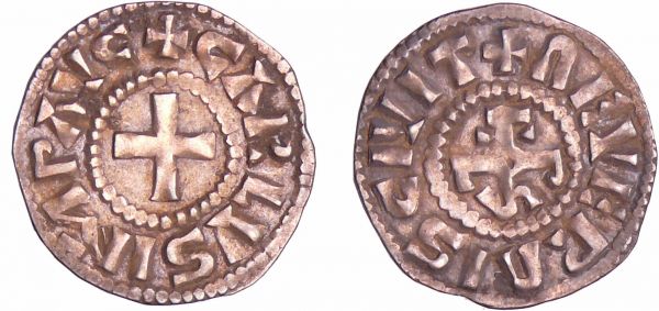 Charles II Le Chauve (840-877) - Denier (Nevers) A/ + CARLVS IMP AVG Croix. R/ + nEVERnIS CIVIT Monogramme de Karlus. (REF: Nou.245a-Dey.701)