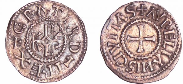 Charles II Le Chauve (840-877) - Denier (Orléans) A/ + GRATIA D-I REX. Monogramme de Karolus.  R/ + AVRELIANIS CIVITAS Croix. N rétrograde. (REF: Nou.167-Prou-515-518)