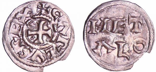 Charles III Le Simple (898-923) - Denier (Melle) A/ + CARLVS REX Croix. R/ METALO sur deux lignes. (REF: Nou.33)