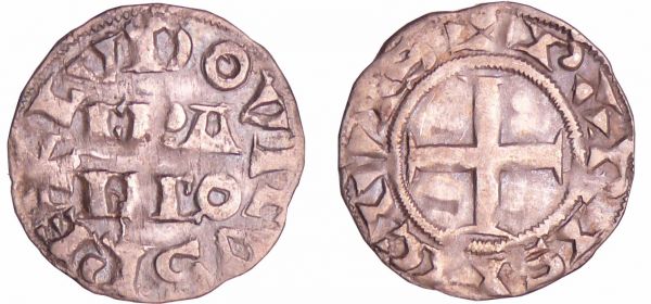 Louis VII (1137-1180) - Denier de Paris - 2ème type A/ + LVDOVICVS RE // FRA NCO sur deux lignes.  R/ + PARISII CIVIS. Croix.  (REF: Dy.145-C.--L.140)