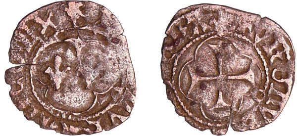 Charles VII (1422-1461) - Denier tournois - Toulouse A/ +KAROLVS FRA REX. Deux lis dans un trilobe.  R/ + TVRONVS CIVIS Croix dans un quadrilobe.  Point 5ème. (REF: Dy.531A-C.717-L.521a)