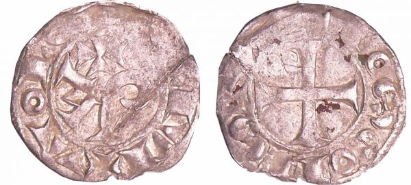 Languedoc - Toulouse - Alphonse de France - Denier Alphonse de France (1249-1271). A/ TOLOSA CIVI. Dans le champ PAX, le P en forme de crosse.  R/ ANFOS COMES. Croix cantonnée d'une fleur de lis. (REF: Bd.724 (5f))