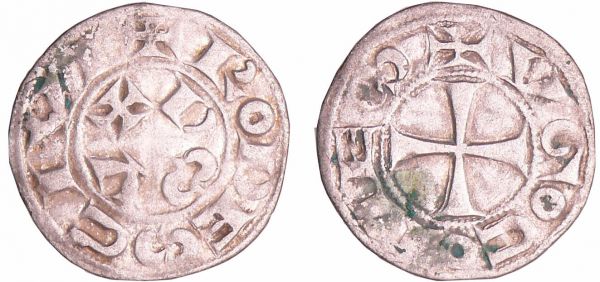 Languedoc - Comté de Rodez - Hugues II ou III - Denier Hugues II et Hugues III (1156-1196) A/ + VGO COMES. Croix.  R/ + RODES CIVI. + A/S dans le champ. (REF: Bd.767 (1f)-PA.3380 (86/20) )