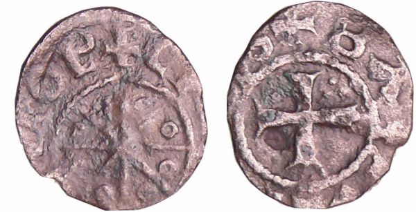 Tripoli - Bohémond V - Denier Bohemond V (1233-1251). A/ + BAMVND COMS CIVITAS Croix cantonnée d'un groupe de trois points. R/ + CIVITAS TRIPOL Etoile à six pointes cantonnée d'annelets. (REF: CCS.19)