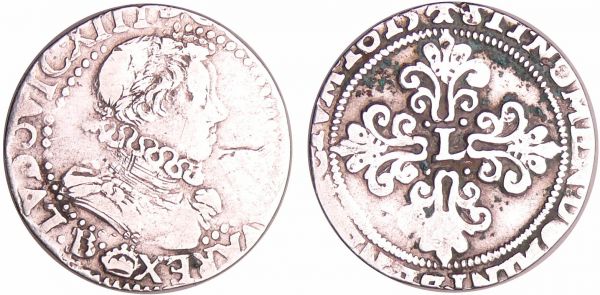 Louis XIII (1610-1643) - ¼ franc au buste enfantin, tête laurée, col fraisé - 1615 B (Rouen) différent couronne Monnaie nettoyée (REF: L4L.13-Ga.31)