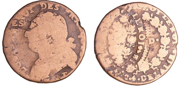 Constitution (1791-1792) - 12 deniers type FRANCOIS 1792 T (Nantes) Double frappes (REF: Ga.15)