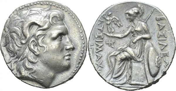 Kingdom of Thrace. Lysimachus, 323-281. Tetradrachm 287-281 BC, Magnesia. Thompson 105. AR. 17.11 g. AU edge nick  Ex. From a Swiss collection formed in the 1960-70's, mostly purchased from UBS, CS and Münzen & Medaillen AG.  