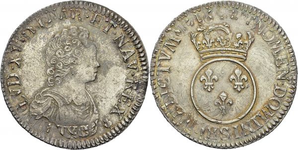 Louis XV, 1715-1774. Ecu Vertugadin 1716 S, Reims. Gad. 317; Dr. 740. AR. 30.51 g. TTB-SUP
Réformé sur un Ecu aux trois couronnes.